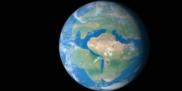 древняя планета земля с суперконтинентами лавразия и гондвана - precambrian time стоковые фото и изображения