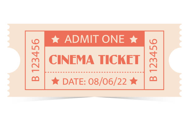 illustrazioni stock, clip art, cartoni animati e icone di tendenza di biglietto per cinema retrò o cinema, teatro, circo - ticket stub circus ticket counter label