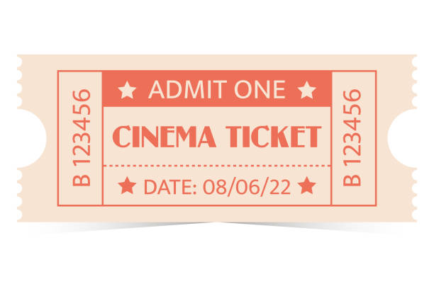 bilet do kina retro lub filmu, teatru, cyrku - ticket stub obrazy stock illustrations