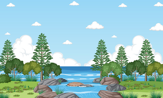 River in the forest background illustration