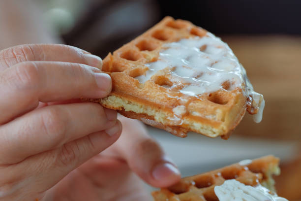 istock Homemade waffels with vanilla icecream.. 1402068247
