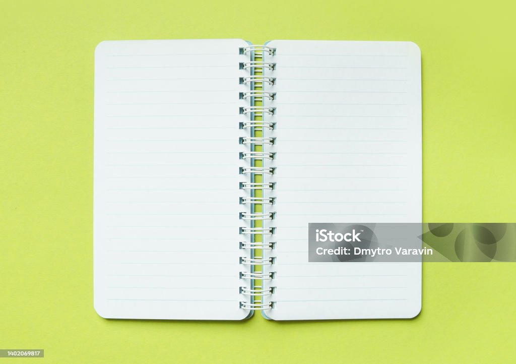 Spring Notebook Empty Mockup Empty Spring Notebook On A Fresh Green Background With Copy ...