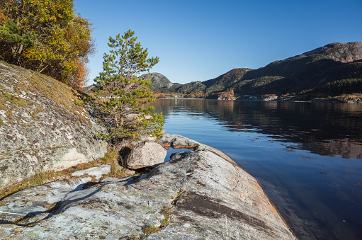 Norwegian landscape photo taken at the coast of Snillfjord, Sor-Trondelag, Vingvagen fishing camp