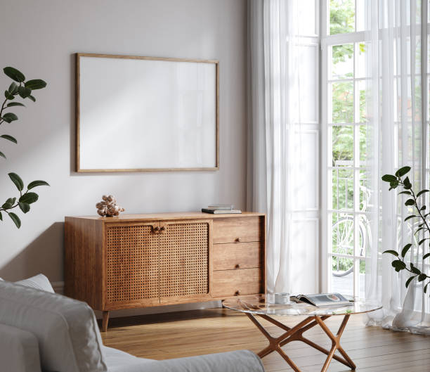 istock Mockup frame in Scandinavian living room interior background 1402072889