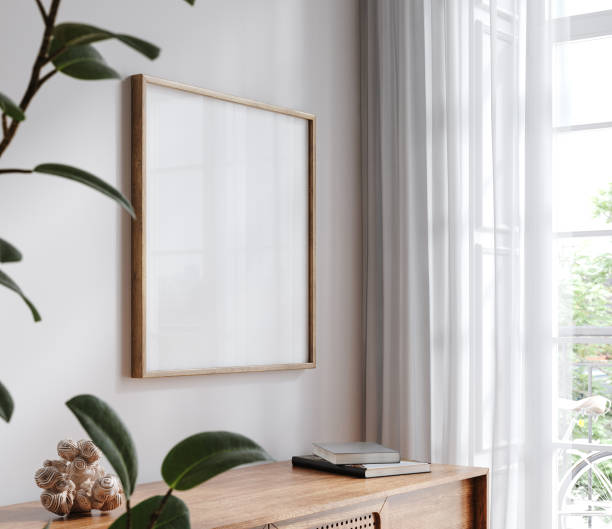 istock Mockup frame in Scandinavian living room interior background 1402072901