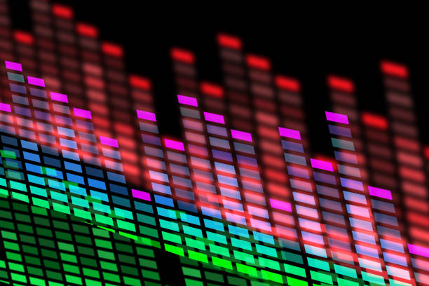 istock sound music equalizer in dark screen of electronic audio 1402080943