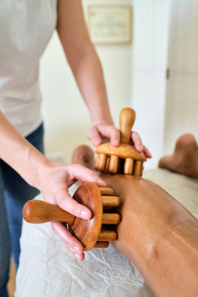 istock Natural wood therapy on one leg 1402082353