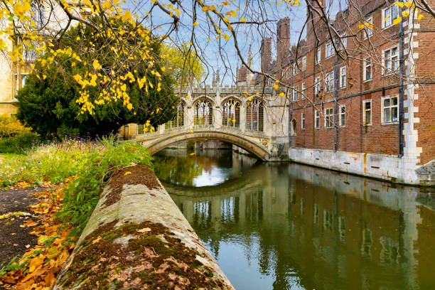 a ponte dos suspiros em cambridge, inglaterra - st johns college - fotografias e filmes do acervo