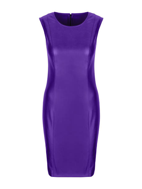 istock Violet leather strapless evening dress isolated on white 1402086545