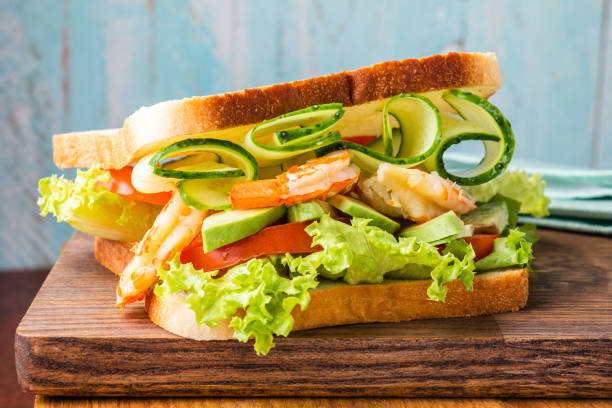 istock Delicious large sandwich of shrimp, 1402088552
