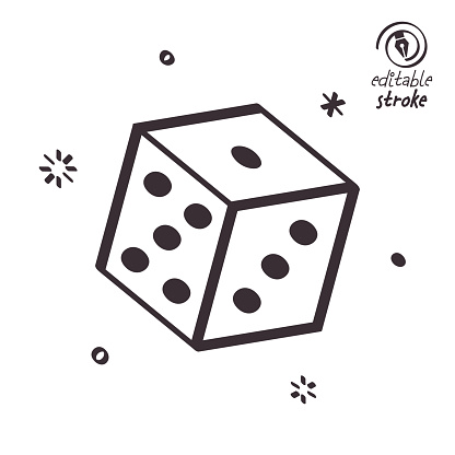 Roll the dice concept can fit various design projects. Modern and playful line vector illustration featuring the object drawn in outline style. It's also easy to change the stroke width and edit the color.