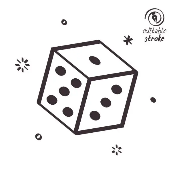 Vector illustration of Playful Line Illustration for Roll the Dice