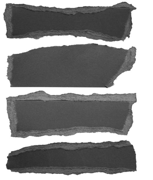 istock Black ripped paper torn edges strips set isolated on white background 1402093135