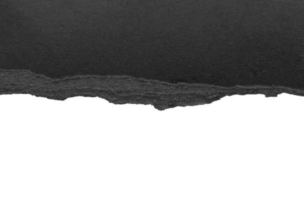 istock Black ripped paper torn edges strips isolated on white background 1402093236