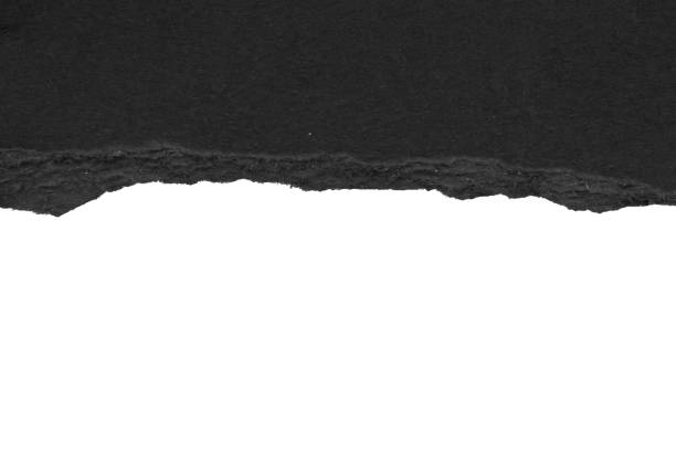 istock Black ripped paper torn edges strips isolated on white background 1402093260