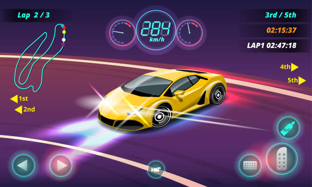 In Game Competition Continue Player Used High Speed Car For Win In Racing  Game Competition Esport Car Racing Stock Illustration - Download Image Now  - iStock