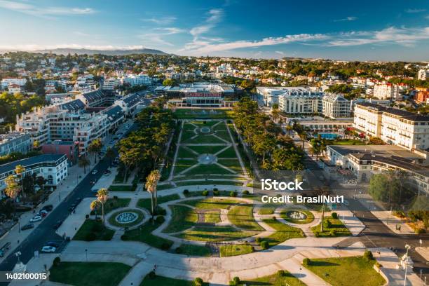 Aerial View From Estoril Garden And The Casino Estoril In The End Of The Garden Stock Photo - Download Image Now