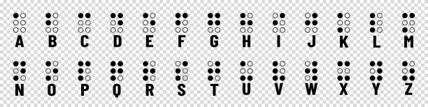 istock Braille Alphabet - Tactile Writing System Used By People Who Are Blind - Vector Illustrations Set Isolated On Transparent Background 1402101947