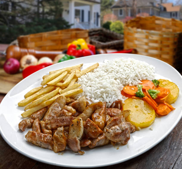 Roast Beef with French Fries, rice