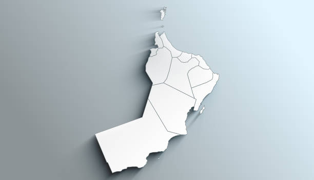 istock Modern White Map of Oman with Governorates With Shadow 1402104459