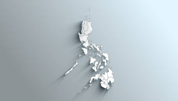 istock Modern White Map of Philippines with Regions With Shadow 1402104460