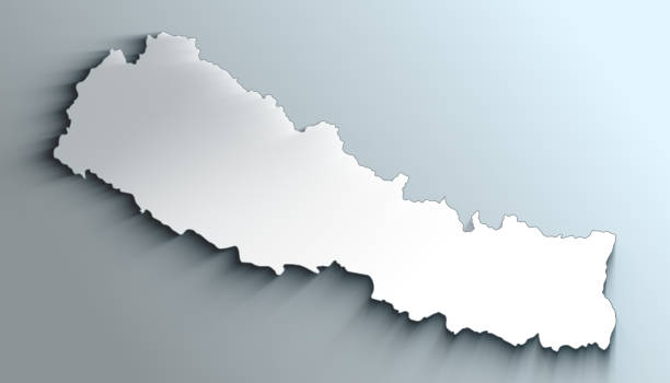 mappa bianca moderna del nepal con ombra - janakpur foto e immagini stock