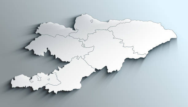 istock Modern White Map of Kyrgyzstan with Regions With Shadow 1402104522
