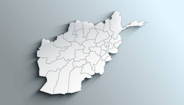 Modern White Map of Afghanistan with Provinces With Shadow Country Political Geographical Map of Afghanistan with Provinces with Shadows khost afghanistan stock pictures, royalty-free photos & images