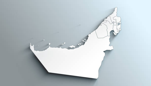 Modern White Map of United Arab Emirates with Emirates With Shadow