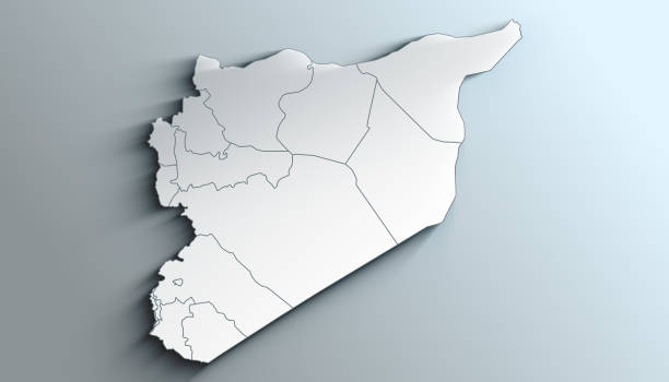 nowoczesna biała mapa syrii z gubernatorstwami z cieniem - qunaitira zdjęcia i obrazy z banku zdjęć