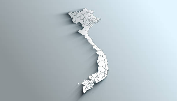 Modern White Map of Vietnam with Provinces With Shadow stock photo