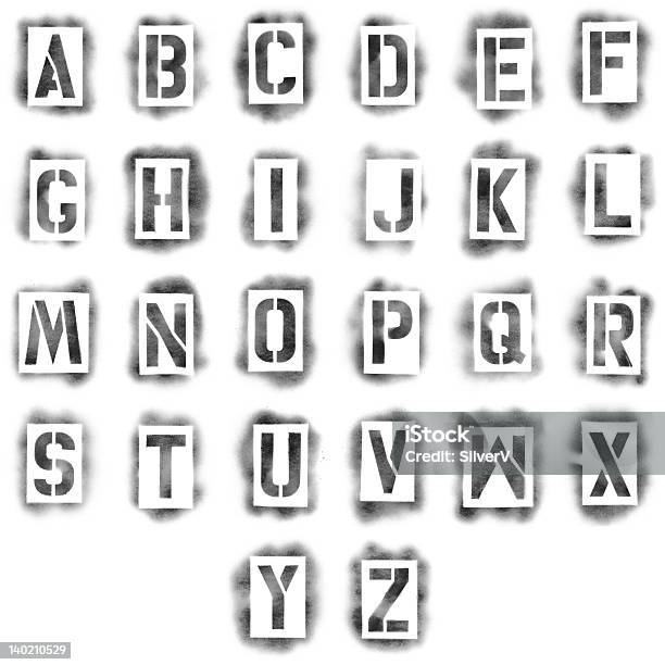 Stencils In Spray Paint Stock Photo - Download Image Now - Spray Paint, Stencil, Typescript