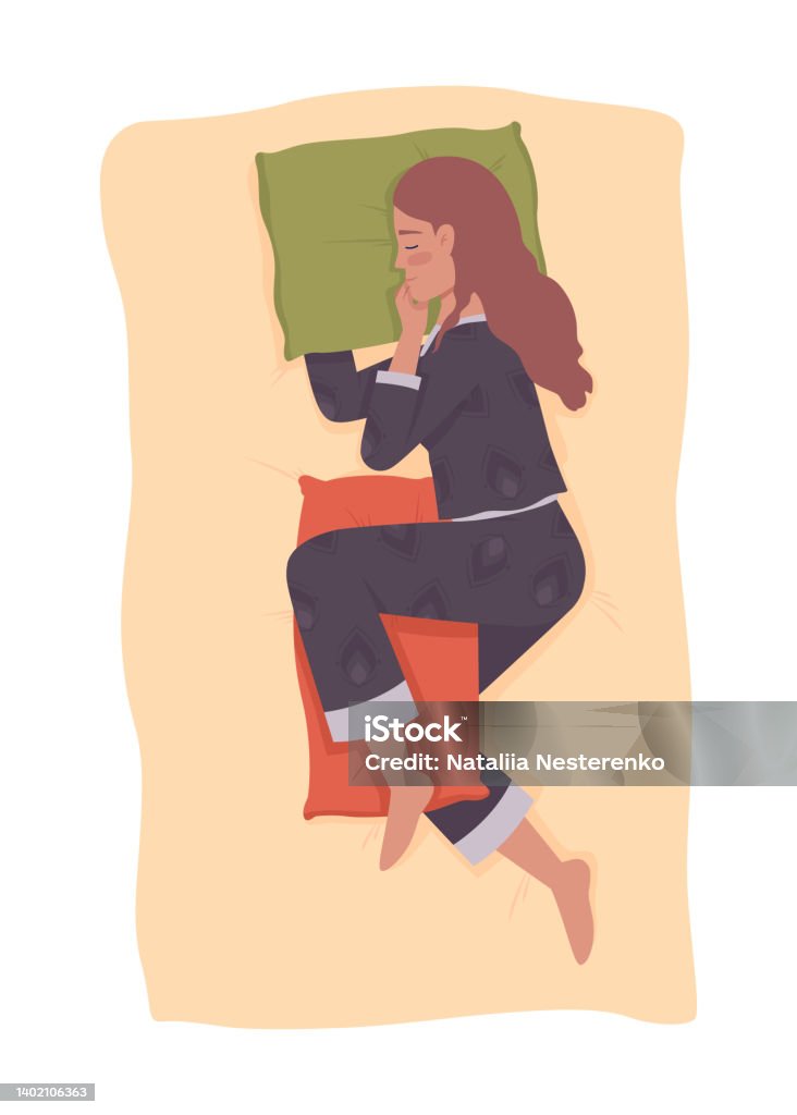 Sleeping With Pillow Between Legs 2d Vector Isolated Illustration Stock  Illustration - Download Image Now - iStock