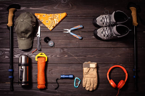 istock Hiking or adventure trip scenery flat lay copy space concept 1402110228