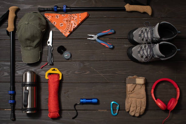 istock Hiking or adventure trip scenery flat lay copy space concept 1402110776