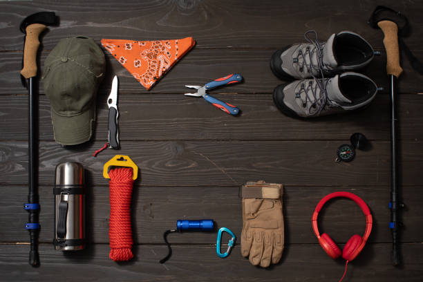istock Hiking or adventure trip scenery flat lay copy space concept 1402110791