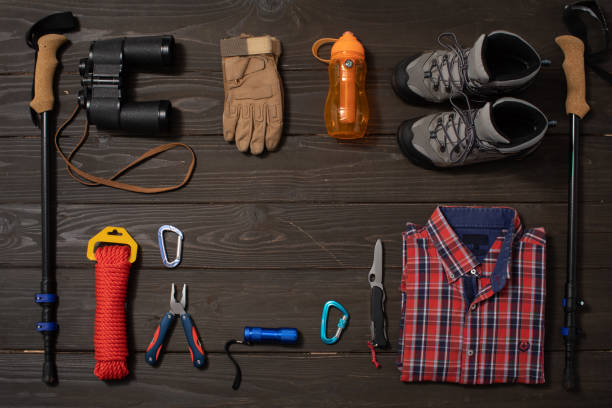 istock Hiking or adventure trip scenery flat lay copy space concept 1402110793