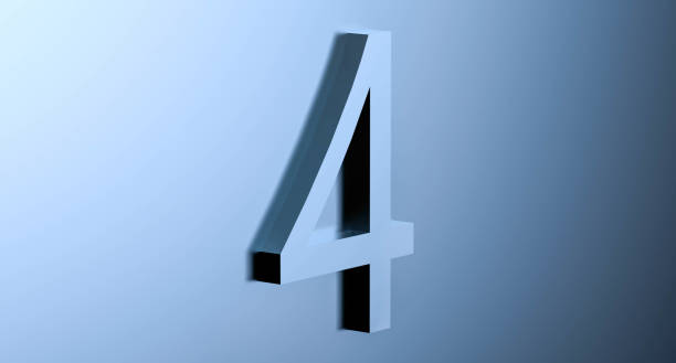 istock Number 4 on a blue background with reflection. Abstract FOUR bluish metallic color with reflection. 3d rendering illustration. 1402111206