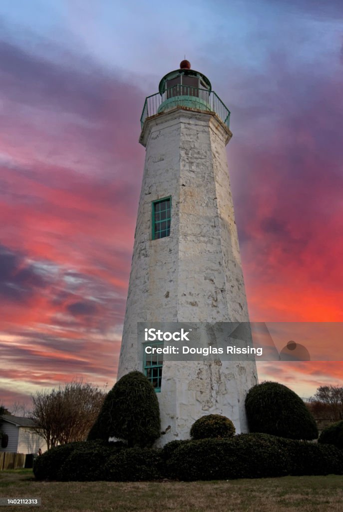 Old Point Comfort Lighthouse - Fort Monroe Fort Stock Photo