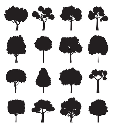 Set Black Trees Stock Illustration - Download Image Now - Apple Tree ...