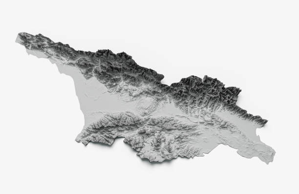 istock Georgia Map and flag 3d topographic map 3d illustration 1402113856