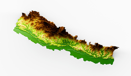 Nepal Map, shaded relief map 3D Illustration