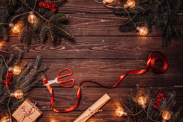 istock Christmas festive copy space flat lay background 1402117317