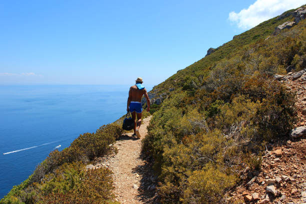 istock Young Male Carring Bag Under The Sun, Walking On Footpath. 1402117387