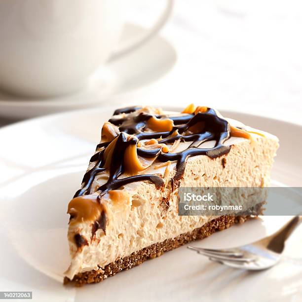 Cheesecake And Coffee Stock Photo - Download Image Now - Cheesecake, Chocolate, Caramel