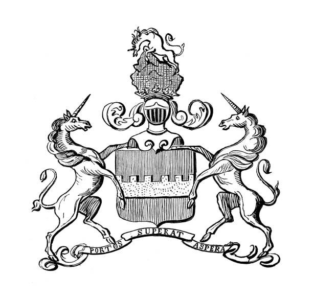 Antique illustration: Coat of arms emblem, Navarreins vector art illustration