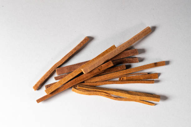 chinese medicine sandalwood on white background stock photo