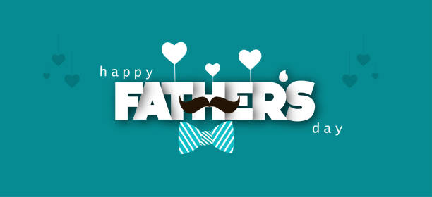 Happy Father's day, Father's day Happy Father's day, Father text design, with glasses, bow tie, mustache, gift box and hearts on background poster, banner, card, background fathers day stock illustrations