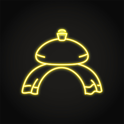 Neon bread and salt icon. Traditional hospitality symbol. Vector illustration.