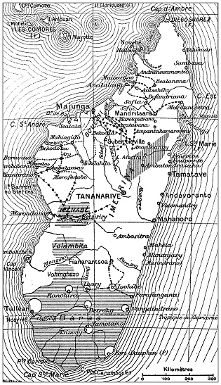 Antique illustration: Map of Madagascar